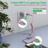 Coiled USB C to Lightning Cable 3Ft, Short iPhone Charger for Car Apple CarPlay, Pink with Data Sync & LED