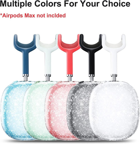 Clear Pink Glitter Case for AirPods Max, Shockproof Anti-Scratch Soft TPU Protective Cover, No-Yellowing Accessories