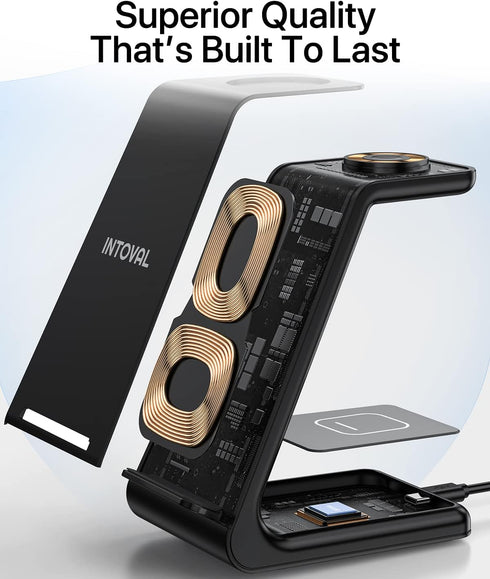 Intoval Wireless Charger - Charging Station for Samsung Galaxy Phone/Watch/Buds, Fit for Note 20/10, Galaxy Watch 4/3