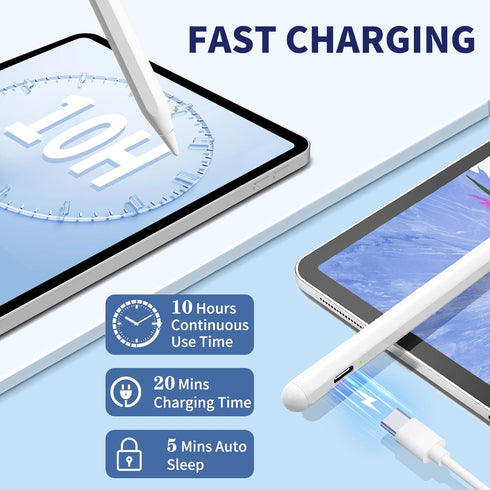 iPad Apple Pencil 9th & 10th Generation, Fast Charge Stylus Pen for iPad, Palm Rejection, Tilt Sensitivity, Compatible