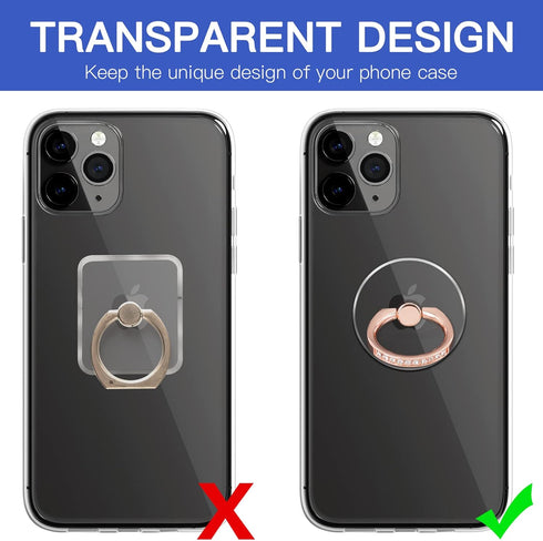 YINHEXI 2 Pcs Transparent Phone Ring Stand Holder, 360 Degree Rotation Cell Phone Ring Holder (Rose Gold & Diamond-1)