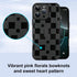 LEOMAKRON 16 for iPhone Pro Case with Finger Strap Kickstand, Cute Checkered Checkerboard Pattern for Women Men, Full