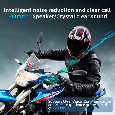 Motorcycle Helmet Bluetooth Headset, HiFi Sound Speakers with IP67 Waterproof, Long Lasting Headphone with Dual