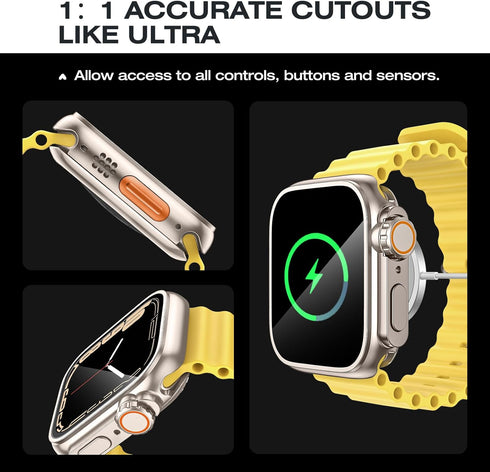 Tensea 2-in-1 Waterproof Apple Watch Screen Protector Case, SE 2nd Generation, iWatch Face Cover, 44mm