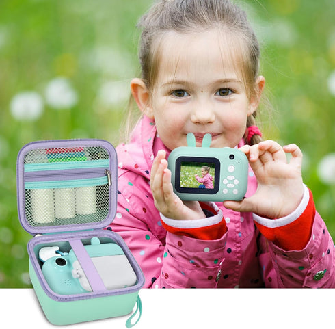 PAIYULE Kid Camera Case for Instant Camera, Storage Holder Bag for Kids Digital Video Cameras, Green