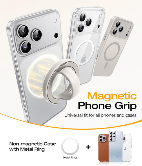 SuydanBox 360 180 17/16/15/14/13/12 Magnetic Phone Grip, Rotation & Flip Universal Phone Ring Stand, Silicone Phone