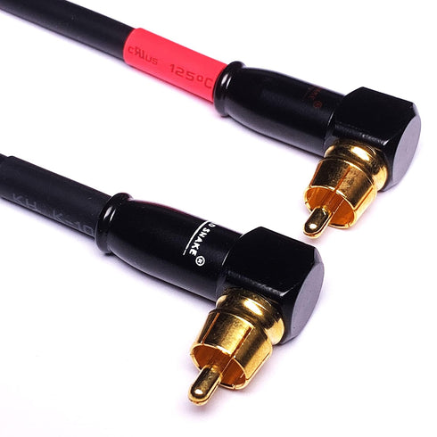 CESS-137-1f Right Angle RCA Preamp Jumpers Male to Male Patch Cable, 2 Pack (1 Foot)