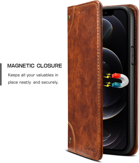 SINIANL 13 13 13 6.1 inch 2021 Compatible with iPhone Leather Case, iPhone Wallet Folio Case Book Design with Magnetic