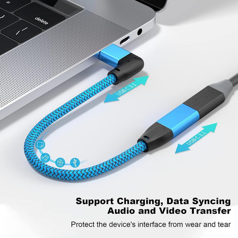 UseBean Right Angle USB C Extension Cable 0.6FT - 90 Degree USB-C 3.2 Gen 2 Male to Female Type C for iPhone 15