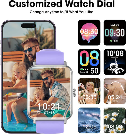 Smart Watch, Fitness Tracker with Heart Rate Monitor, Blood Oxygen, Sleep Tracking, 1.5 Inch Touchscreen for Android iOS