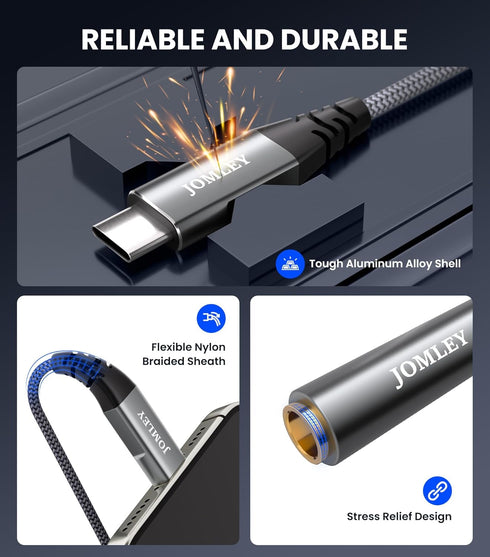 JOMLEY 1/4 20CM, 1/4 Inch 6.35mm USB C to Headphone Adapter TRS Female to USB C Stereo Jack Headphone Adapter Cable