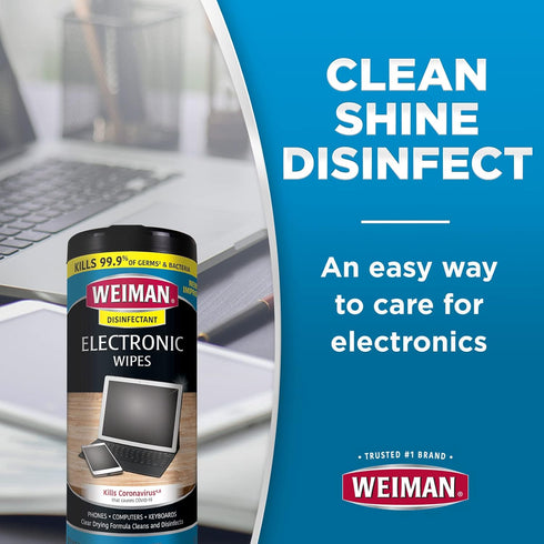 Weiman Disinfecting Electronic Cleaning Wipes, 30 Wipes for Keyboards, Tablets, E-readers, Smart Phones