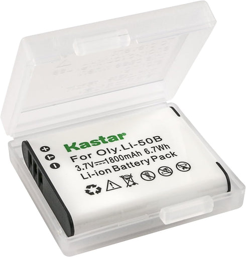Kastar 2X Battery + Charger for Olympus LI-50B LI-50C & XZ-1 SZ-30MR SZ-10 SZ-11 SZ-20 SP800UZ Stylus Tough-6020 Tough-8010 Tough-6000 Tough-8000 Tough TG-810 1030 SW TG-610 SZ10 Tough 8000 TG810