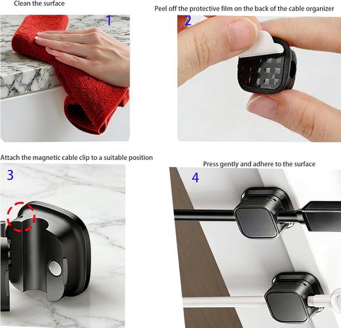 Htydjd 12 PCS Magnetic Cable Clips Cord Holder for Night Stand Magnetic Cable Organizer Desk Adhesive Cord Keepers