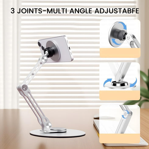 Msounehna 360 Magnetic iPad Stand for Desk, Foldable Aluminum Alloy Tablet Holder with Adjustable Base | Ergonomic