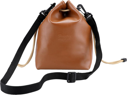 Gabrella Drawstring Camera Bag, Brown Leather Camera Bag with Protective Interior, Comfortable Travel