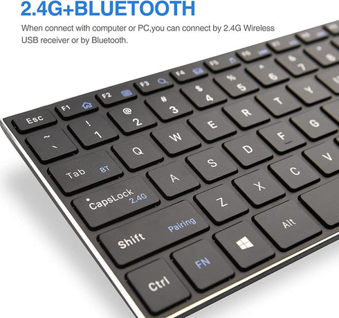 Rii Wireless Bluetooth Keyboard, Multi Device Rechargeable with Touchpad, Ultra Slim, Compatible with PC, Mac, Laptop