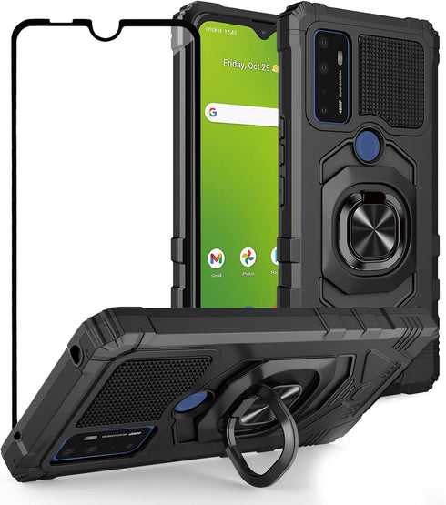 Ailiber Rugged Protective Case for AT&T Radiant Max 5G, Cricket Dream 5G, with Screen Protector, Kickstand, Black