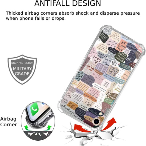 Bible Verses Aesthetic Case for iPhone XR, Cute Indie Christian Positive Quotes Cover for Teens, Trendy TPU Bumper