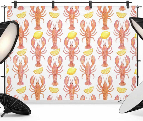 Hokiten Backdrop for Photography, Coastal Lobster Brushed Microfiber Fabric Backdrop Curtain for Photo,