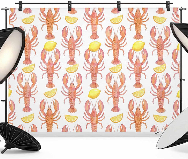 Hokiten Backdrop for Photography, Coastal Lobster Brushed Microfiber Fabric Backdrop Curtain for Photo,