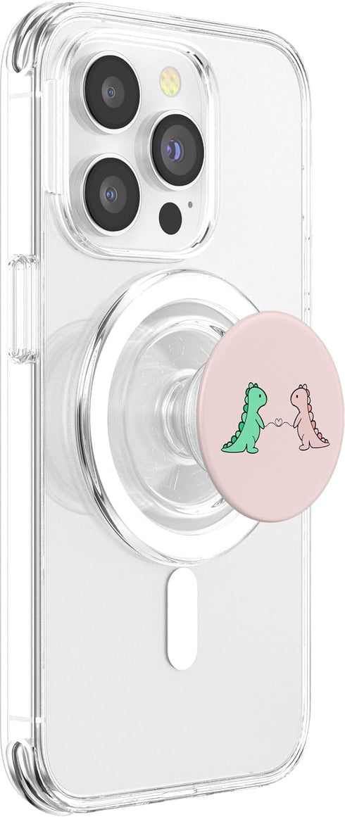 PopSockets PopGrip for MagSafe Funny And Cute Dinosaur T Rex Green Dino And Pink For Girls