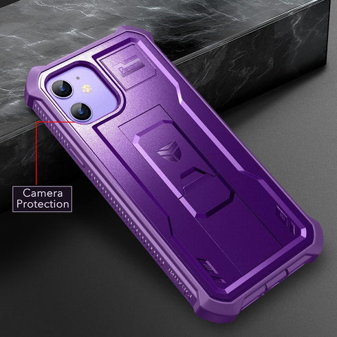 Dexnor iPhone 12 & 12 Pro Case, Built-in Screen Protector and Kickstand, Heavy Duty Military Grade Shockproof Cover,