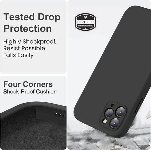 Vooii iPhone 11 Pro Case - Black, Upgraded Liquid Silicone, Soft Anti-Scratch Lining, Square Edges, Camera Protection,