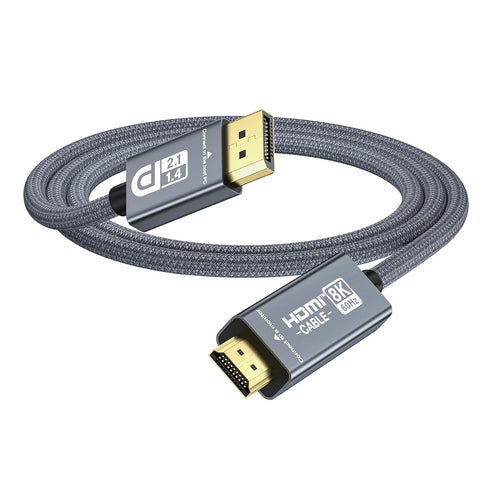 DisplayPort to HDMI Cable 8K@60Hz 4K@240Hz/120Hz, Active DisplayPort 1.4a/2.1 to HDMI 2.1