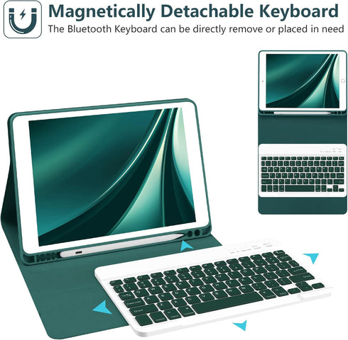 Keyboard Case for iPad 10.2" 9th Gen 2021/8th Gen 2020, Wireless Bluetooth Keyboard for iPad Air 3/iPad Pro 10.5"