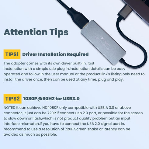 USB to HDMI Adapter, USB Hub with HDMI, USB 3.0 to HDMI Adapter for Monitor