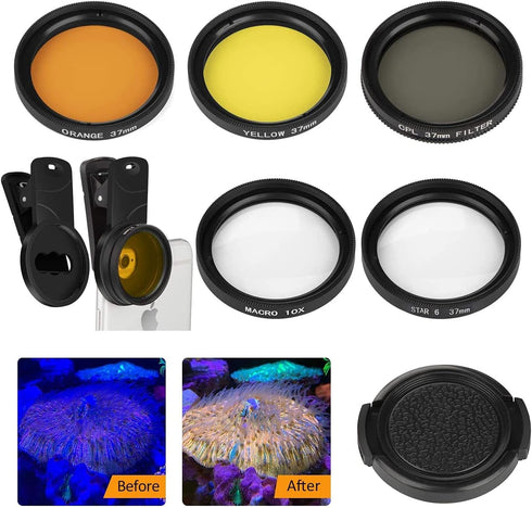 LabEdit Reef Coral Lens Phone Kits 5 Lenses Kit 1 Dust Shield Case
