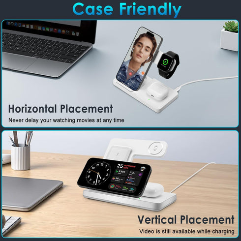 Wireless Charger, 3 in 1 Charging Station for Multi Devices, Dock for iPhone 8-16 Series, Apple Watch, AirPods Pro 3 2