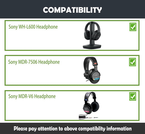 Durable Replacement Earpads Cushions Compatible with Sony WH-L600/MDR-7506/MDR-V6 Headphones Ear Pads with Breathable Fabric Foam