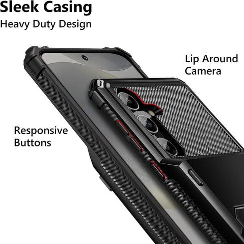 Vofolen Wallet Case for Samsung Galaxy S24+ with Card Holder, 4-Card Heavy Duty Shockproof Cover, Black