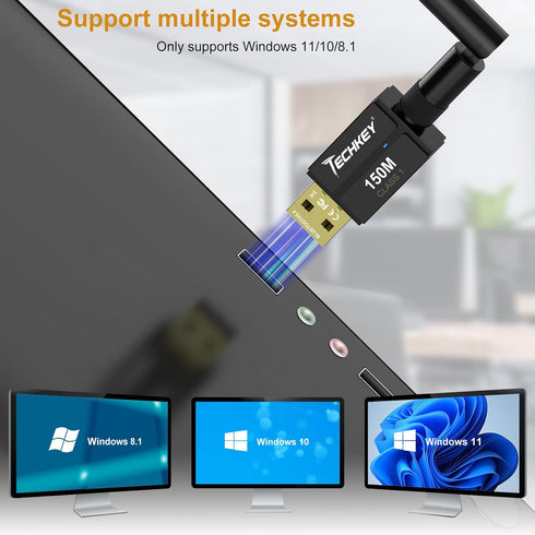 USB Bluetooth 5.4 Adapter for Desktop PC, Long Range 500FT Wireless Transfer for Headphones, Keyboard, Mouse