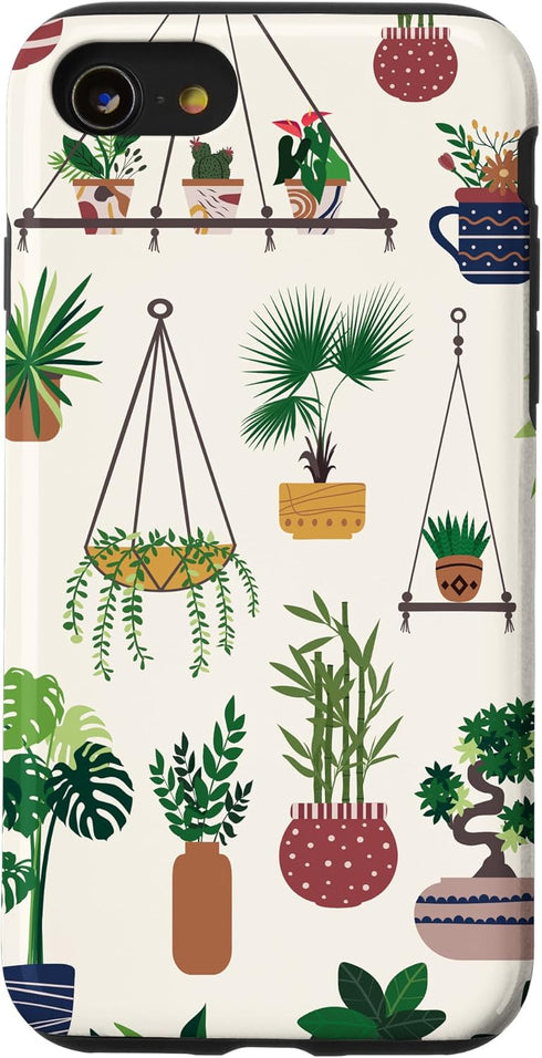 Boho Nature Art Case for iPhone SE (2020) / 7 / 8 - Indoor and Outdoor Plant Illustrations