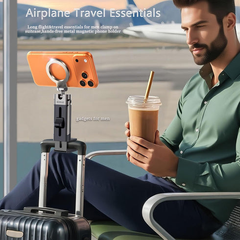 SOGUE 360 17 Airplane Travel Essentials Men Phone Holder,Plane Phone Mount for MagSafe,Foldable Magnetic Phone Stand