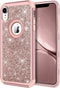 Hython iPhone XR Case - Heavy Duty Full-Body Armor, Shockproof Silicone Bumper, Rose Gold Glitter, 6.1-Inch.