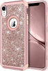 Hython iPhone XR Case - Heavy Duty Full-Body Armor, Shockproof Silicone Bumper, Rose Gold Glitter, 6.1-Inch.