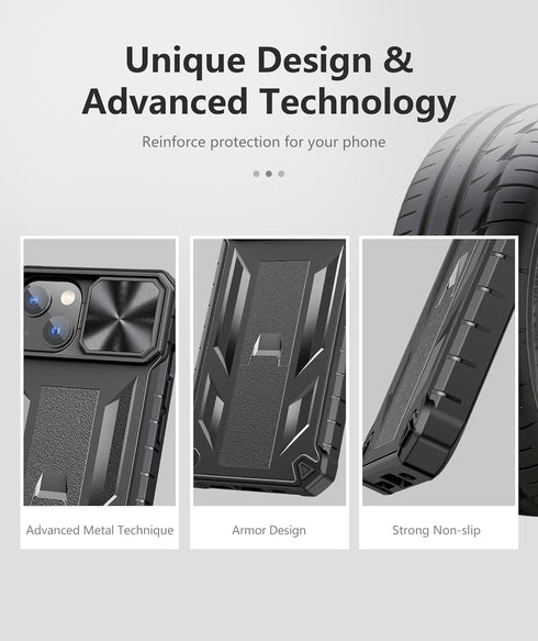 SOiOS for iPhone 16e Case 2025, iPhone 13/iPhone 14 Cover with Kickstand, Shockproof Military Grade Protective Cell