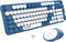 Wireless Keyboard and Mouse Combo, Retro Typewriter Keyboard and Mouse with Round Keypads for Windows Laptop PC
