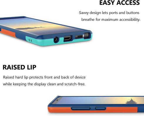 Jeylly Galaxy Note 8 Case - Slim Hybrid Impact Rugged Soft TPU & Hard PC Bumper Shockproof Protective Cover Shell - Blue