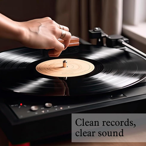 6 Pcs Vinyl Record Cleaning Kit, Includes Velvet Soft Brush, Nylon Brush, Microfiber Brush, Cleaner Fluid (Red Brown)
