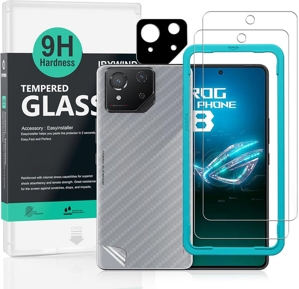 Ibywind 2 Pack Screen Protector for Asus ROG Phone 8 5G 6.78", 9H Hardness Tempered Glass, with Camera Lens Protector