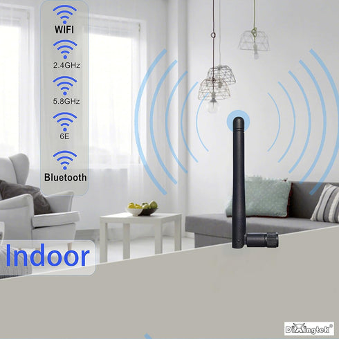 Dixingtek 6E 2.4GHz 5GHz 6GHz 4-Pack WiFi Tri-Band Bluetooth RP SMA Antenna, Compatible with WiFi Router Camera
