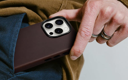 maogoam Genuine Crazy Horse Leather Case for iPhone 15 Pro Max, Dark Brown, Indiana-Jones Style, Compatible with MagSafe