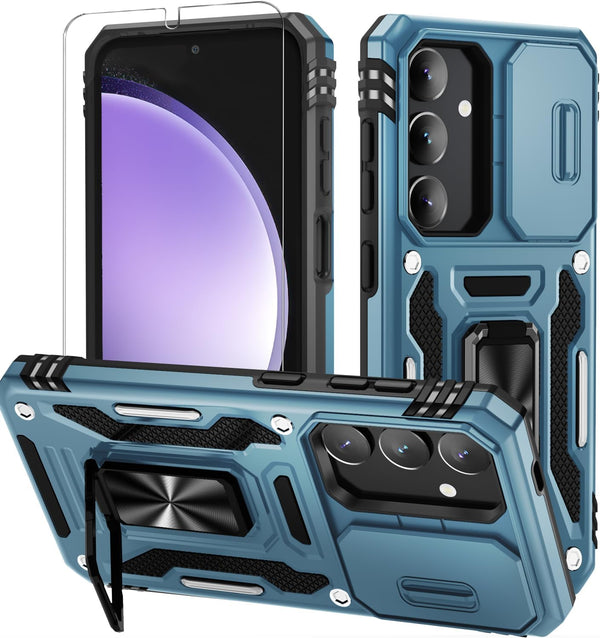 WRJ Case for Galaxy S24 with Slide Camera Cover, Screen Protector, Military Grade Protection - Sky Blue