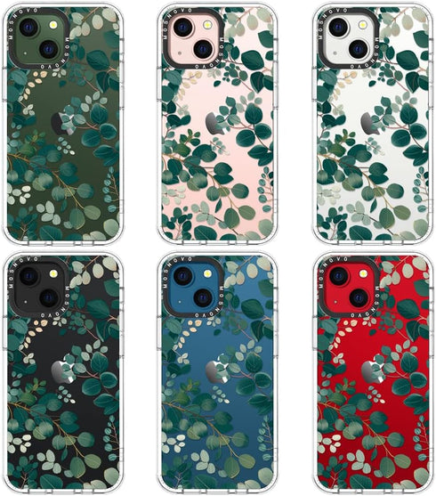 MOSNOVO iPhone 13 Case, Eucalyptus Design with 6.6ft Military-Grade Drop Protection & Anti Peel Off Tech