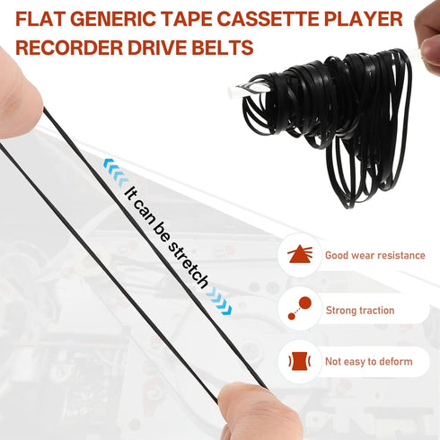 Vin Beauty 100 Cassette Cassette 40-135 mm Cassette (1mm 3mm Pcs Black Recorder Rubber Belts Recorder Repair